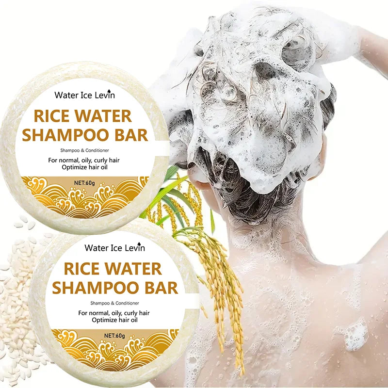 Organic Rice Shampoo Soap Bar Oil Free Conditioning Soap Rice Water Protein Nourishing Anti-loss Hair Hair Growth Soap Bar 60g Qme