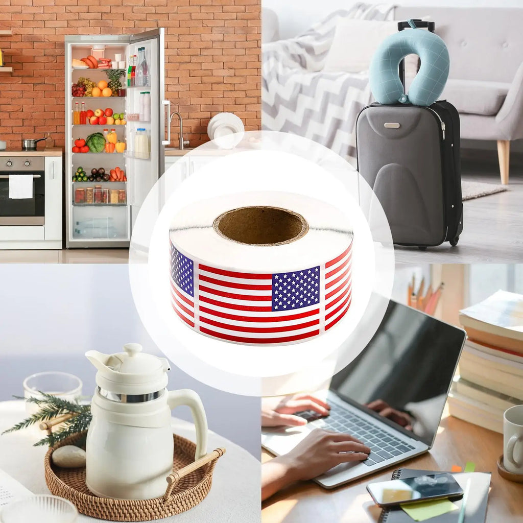 US Flag Decals For Vehicles 1.2x2inch Patriotic Car Decals 250 Per Roll Automotive Bumper Adhesive Badges For Independence Day Qme