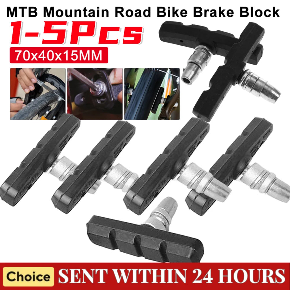 1-5PCS Durable Bicycle Silent Brake Pads V Brake Holder Rubber Blocks for Long-Lasting Performance Cycling Accessories Qme