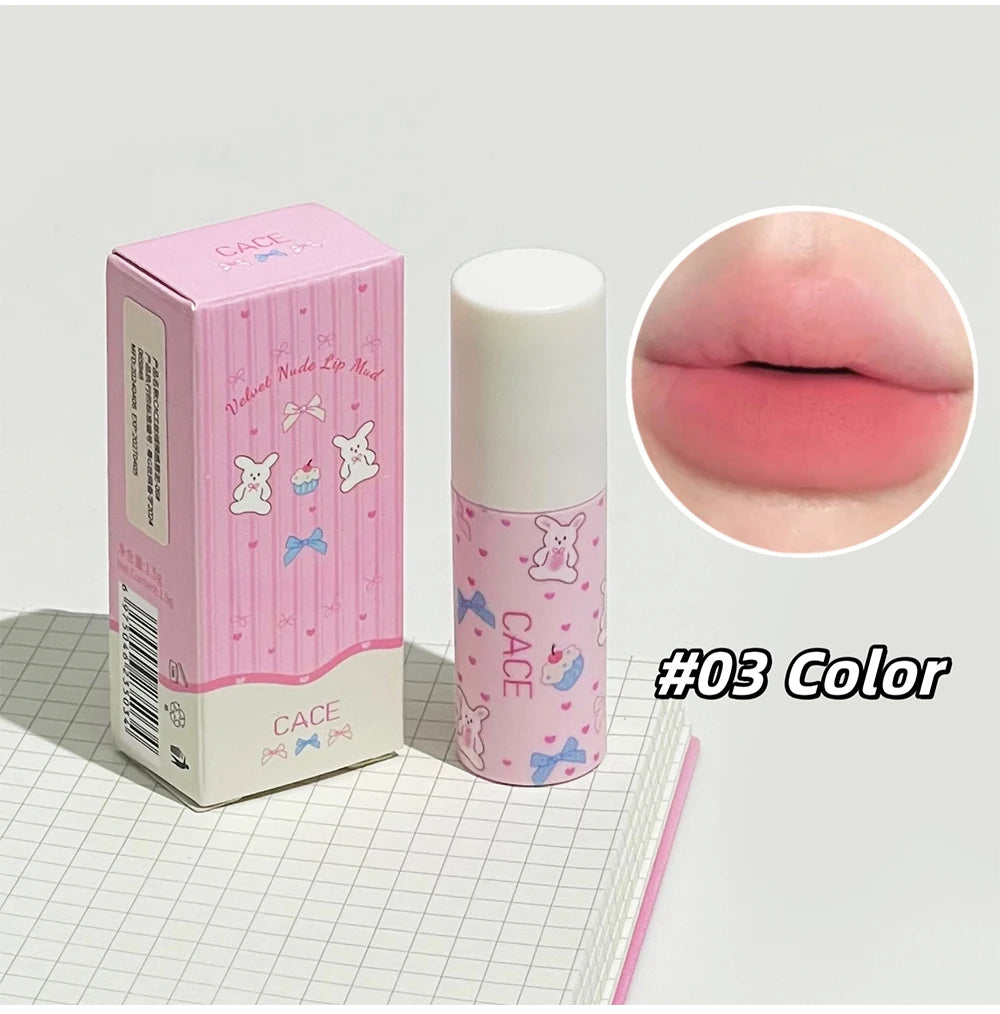 Little Bunny Lip Mud Velvet Nude Matte Texture Silky Lipstick Makeup Qme NO.C78-3