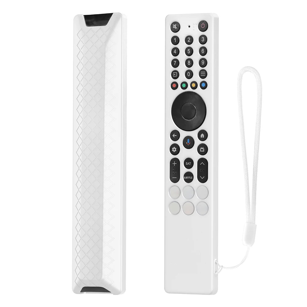 For TCL RC833A Remote Control Protect Case with Lanyard Drop-Proof RC Cover Anti-Slip Television RC Shell Smart TV Accessories Qme White
