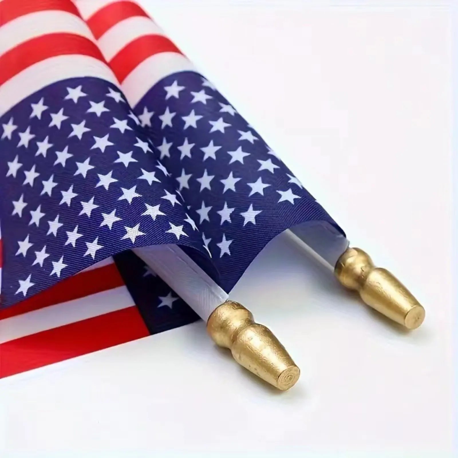 12PCS American Flag with Wooden Stick and Gold Spear Tip Durable Polyester for Indoor Outdoor Garden Party DIY Decoration Qme