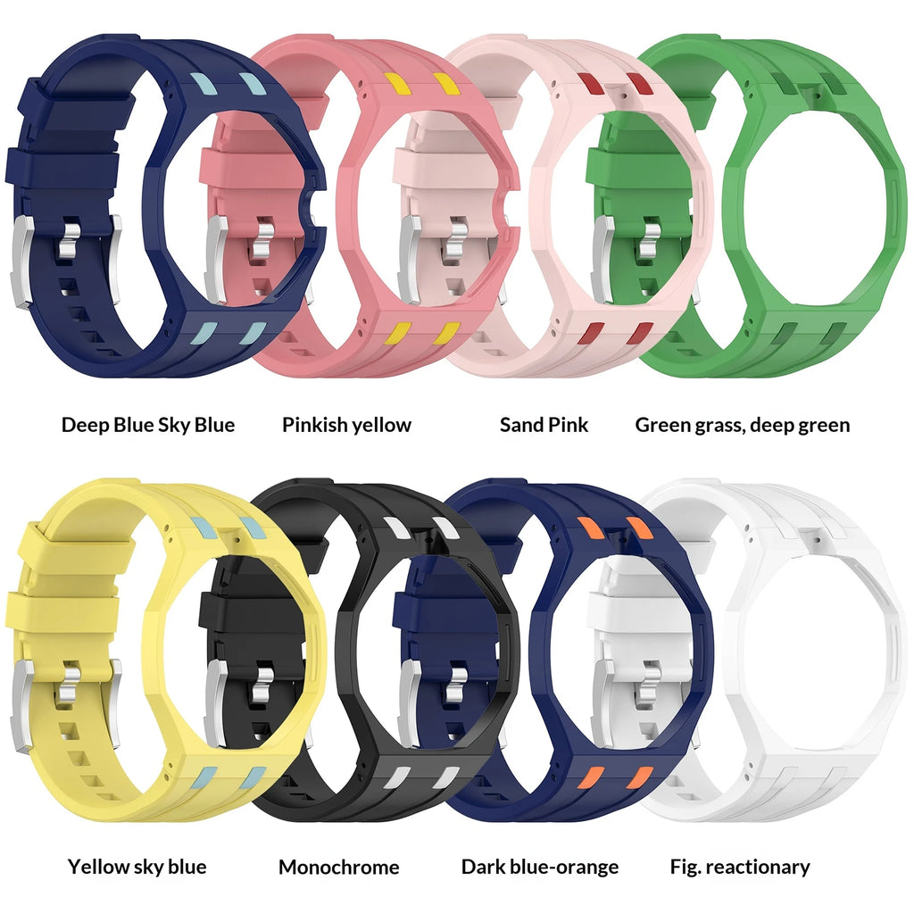 Change to Wristwatch Strap + Case for Swatch x AP Royal pop Pocket Watch PC Case+Silicone Band 2 In 1 Wriststrap Accessories ﻿ Qme