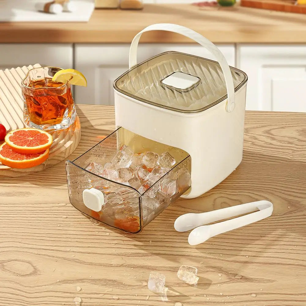 Ice Cube Tray Lid Bin Space-saving Small Bucket Tongs Easy Release Qme B