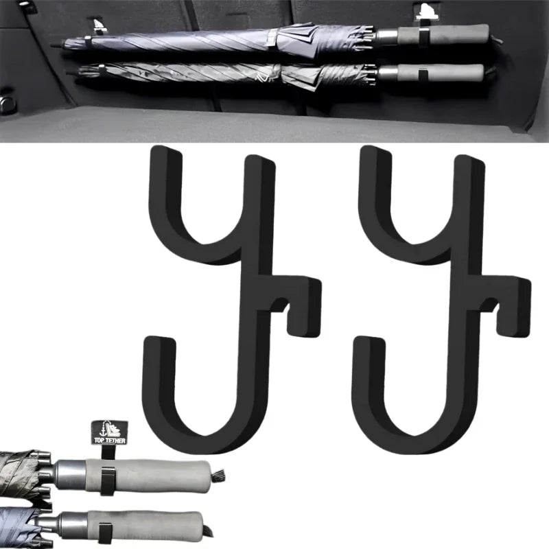 2Pcs Car Umbrella Hook Trunk Umbrella Holder Suitable for Any Cars with No-Drill Installation Plant Towel Holder Auto Internal Qme