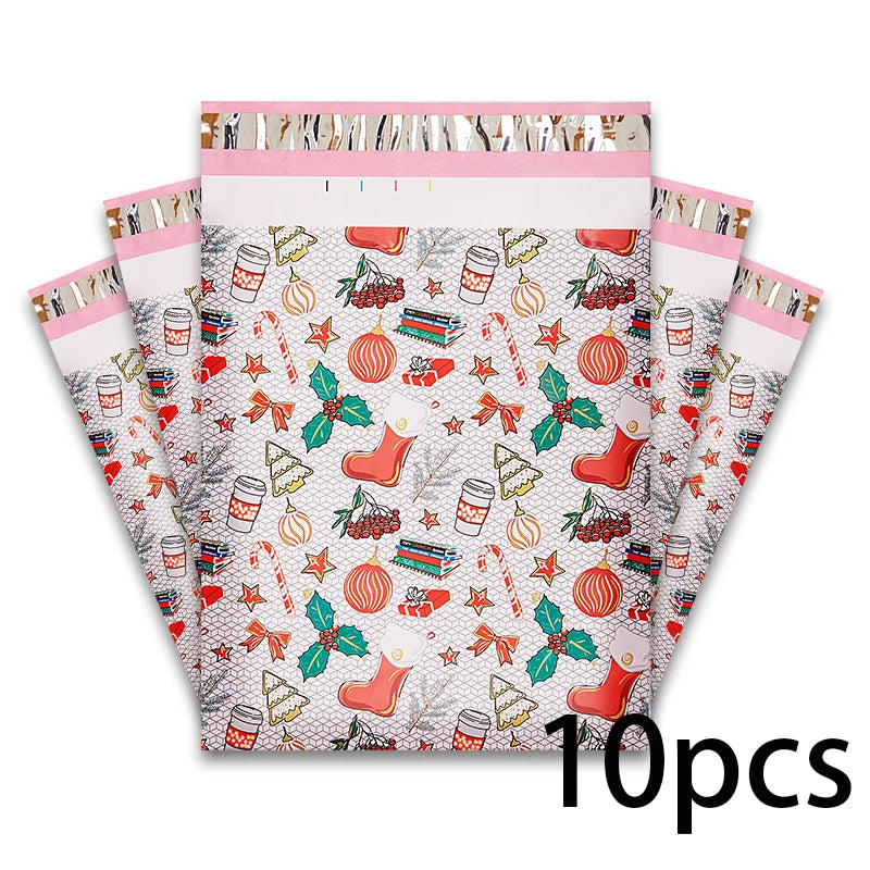 10 Christmas Reindeer Cartoon Mailing Bags, Waterproof Daily Office Gift Bags, Party Gifts, Holiday Mailing Bags, Holiday Prints Qme 10PCS 40X28cm