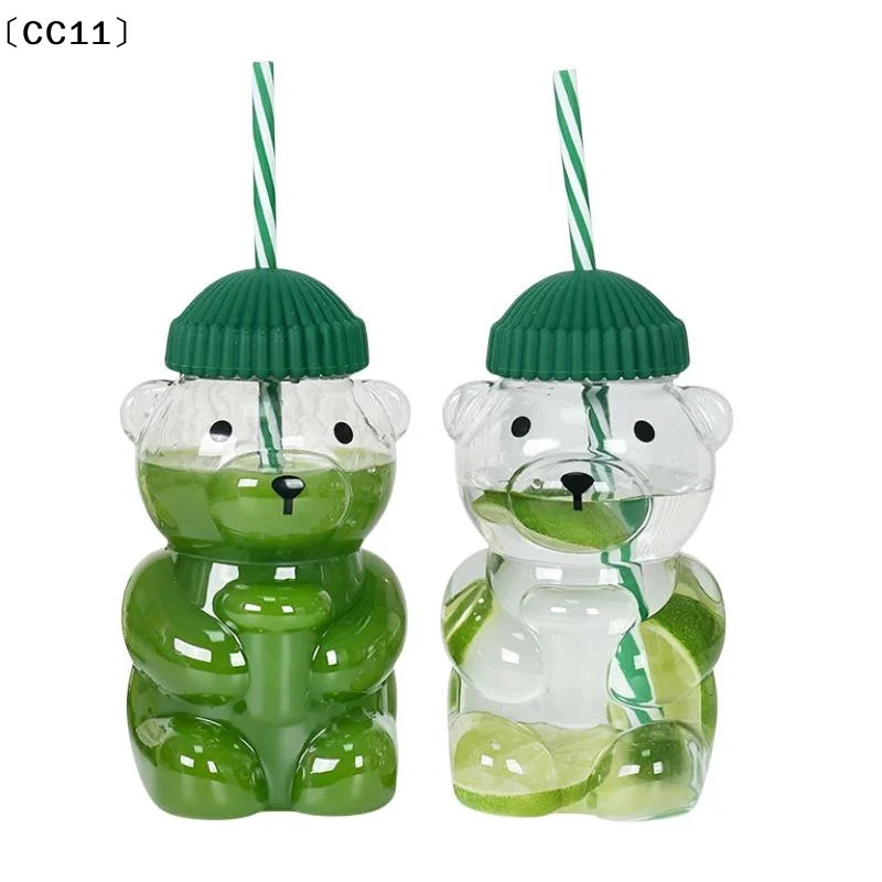 Glass Bear Cup Straw Lid Suitable All Beverages Can Be Used Microwave Qme