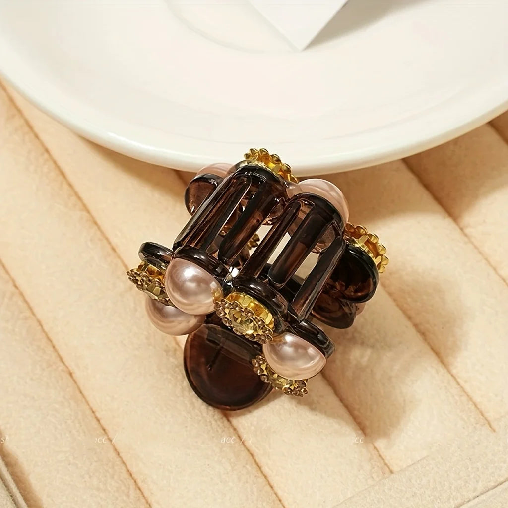 Luxury Crystal Mini Hair Claw Clip Elegant Half-tie Ponytail Barrettes Retro Rhinestone Small Hair Grab Hair Decor Accessories Qme
