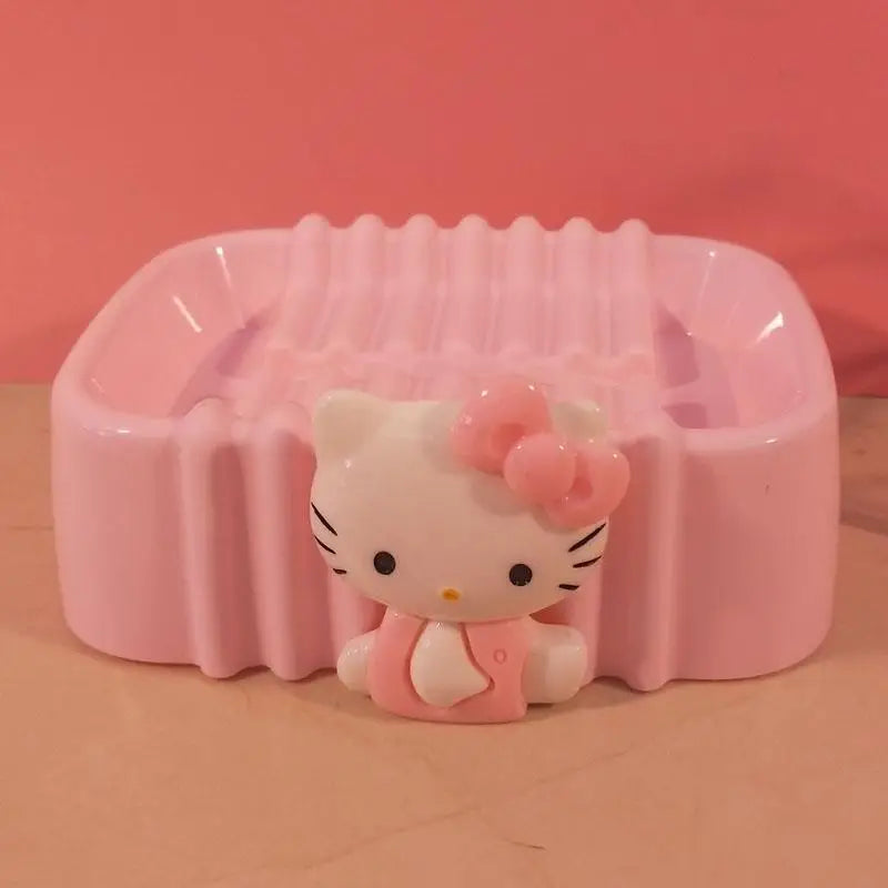Hello Kitty Creative Cartoon-Style Cute Soap Dish Bathroom Soap Dish for Home Use Soap Dish Holder / Plastic Storage Box Qme 21
