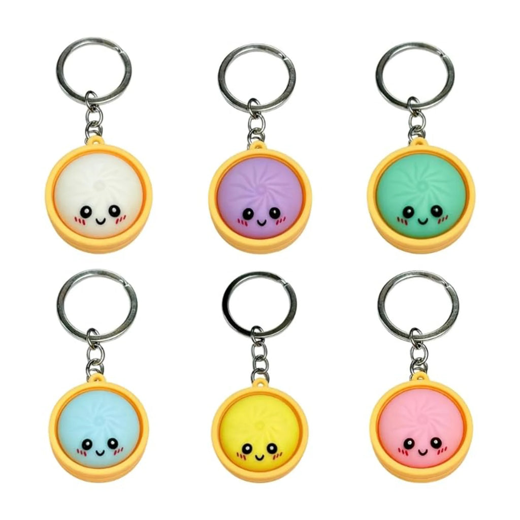 4/6/12PCS 3D Printed Dumpling Keyboard Keychain Fidget Toy Decompression Keyboard Clicker Toys Stress Relief Clicker Button Gift Qme 6PCS