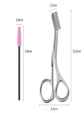 Stainless Steel Eyebrow Scissors Comb Makeup Trimming Knife Hair Qme 2pcs