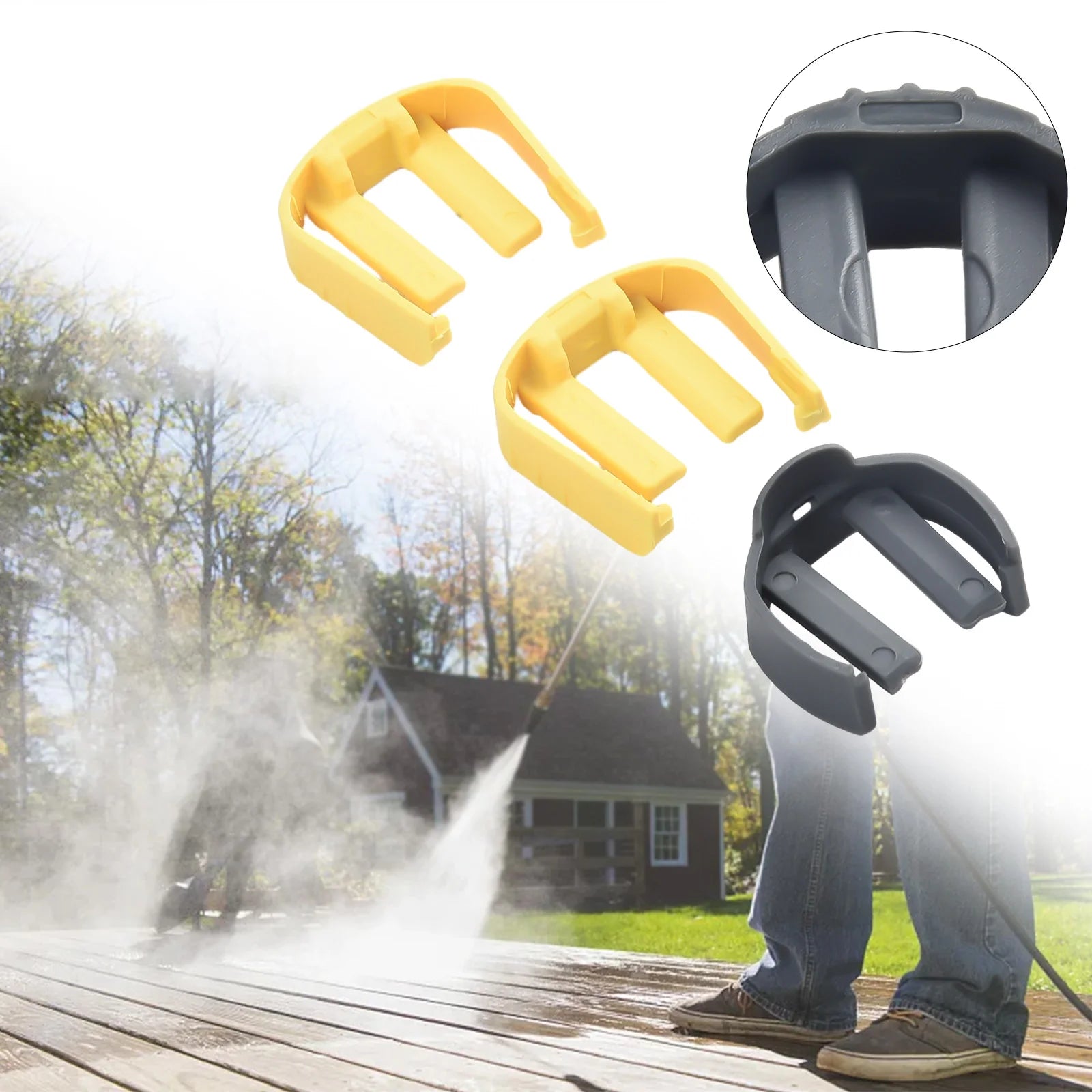 3 Pcs C-Clip Grey Hose Clamp For Karcher K2 Yellow K Series K2 /K3 /K7 Trigger Garden Power Tool Replacement Accessories Qme Default Title