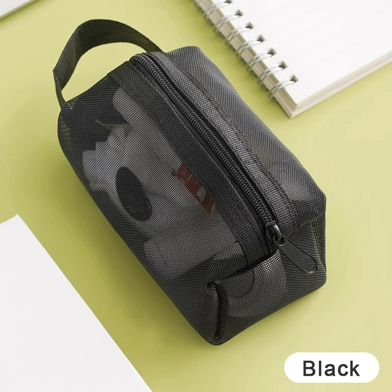 Offices Travel Storage Bags Toiletry Makeup Pouch Mesh Cosmetic Bag Qme Black