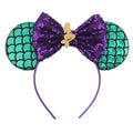 Mermaid Mickey Mouse Ear Headbands with Bow Sequin Candy Headbands Cosplay Costume party Christmas Halloween for Girl Women Qme Headband 5