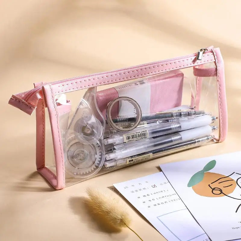 Transparent Pencil Case Large Capacity Simple Clear Pen Bag Exam Qme A3