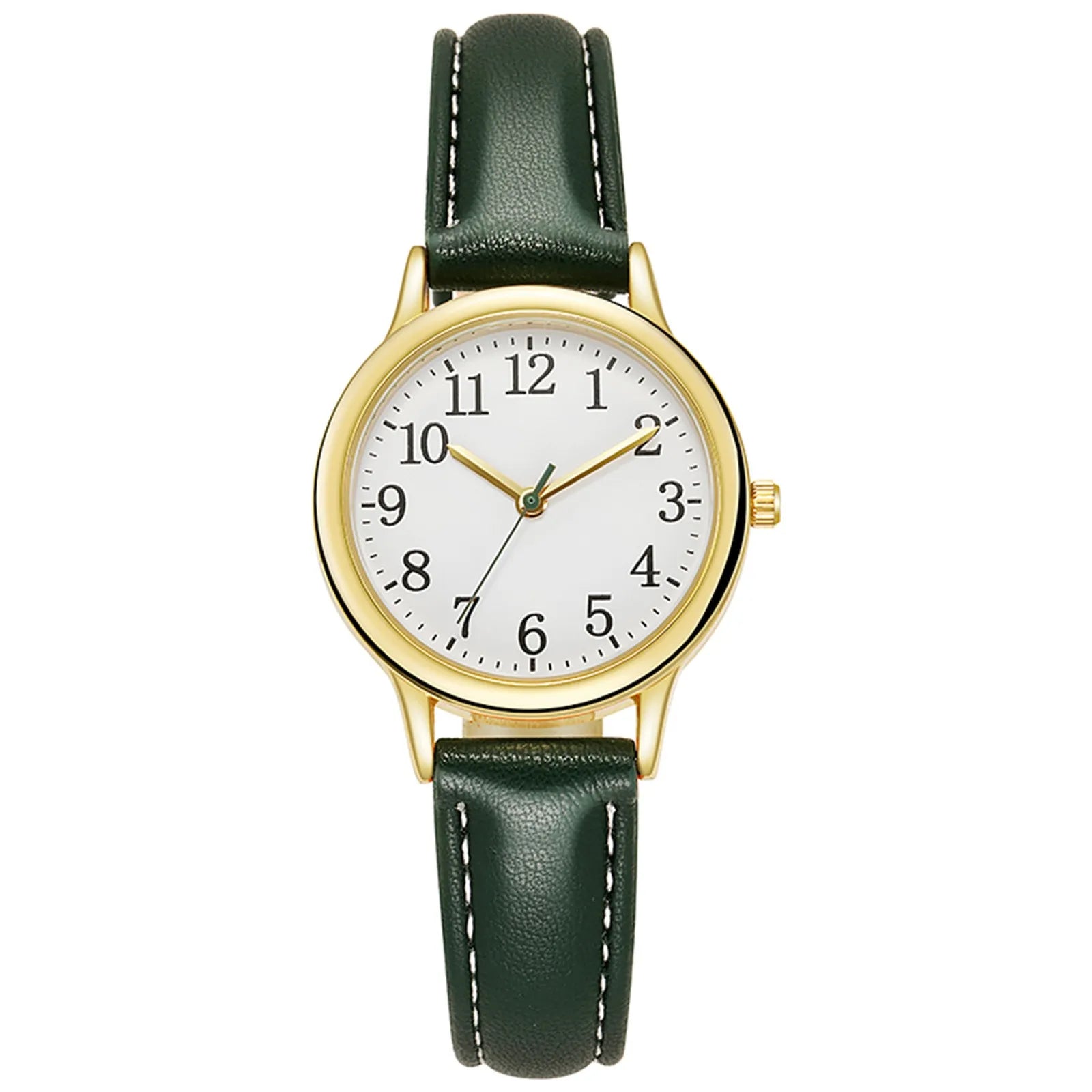 Leather Strap Movement Women Quartz Fine Watch Easy To Read Arabic Numerals Simple-Dial Fashion Minimalism Daily Versatile Watch Qme