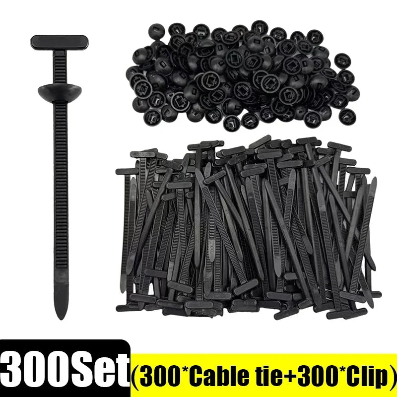 Nylon Cable Ties Buckle Auto Fastener Screw Replacement Clip Car Fenders Trunk Engine Guard Panel Wire Management Tool Organizer Qme 300set- (600pcs)