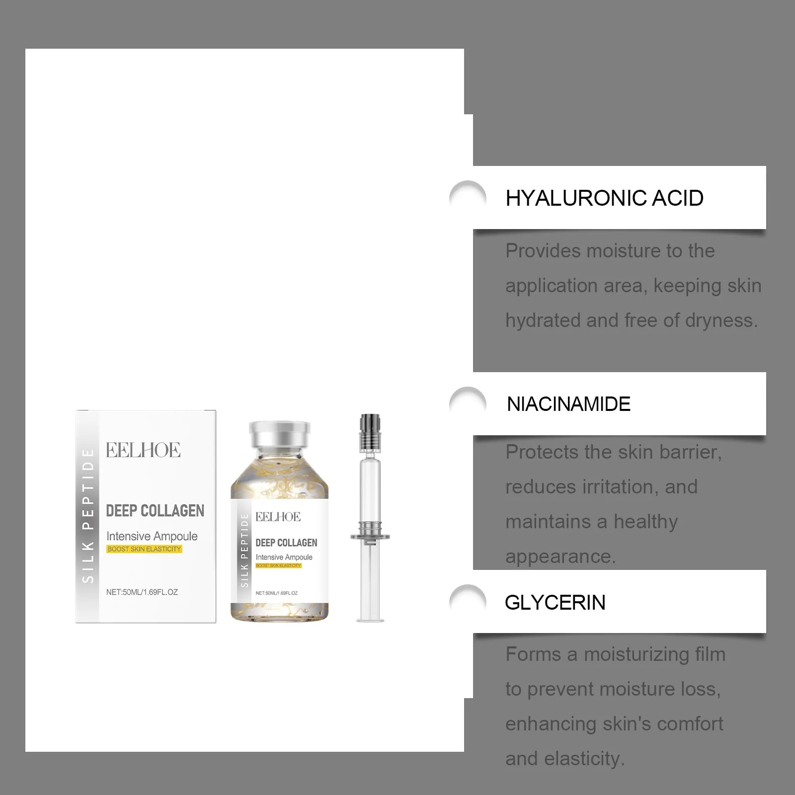 Silk Peptide Intensive Lifting Ampoule Deep Collagen Intensive Revitalizing Essence Face Tightening Smoothing Anti Aging Serum Qme