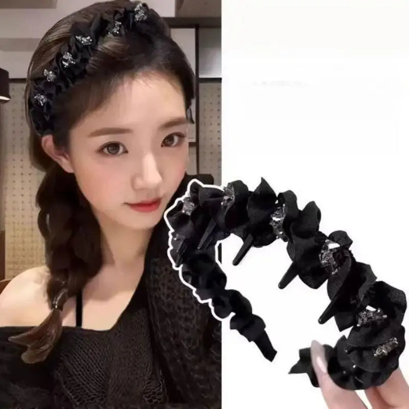Elegant Temperament Rhinestone Design Hairband Women Daily Wear Qme