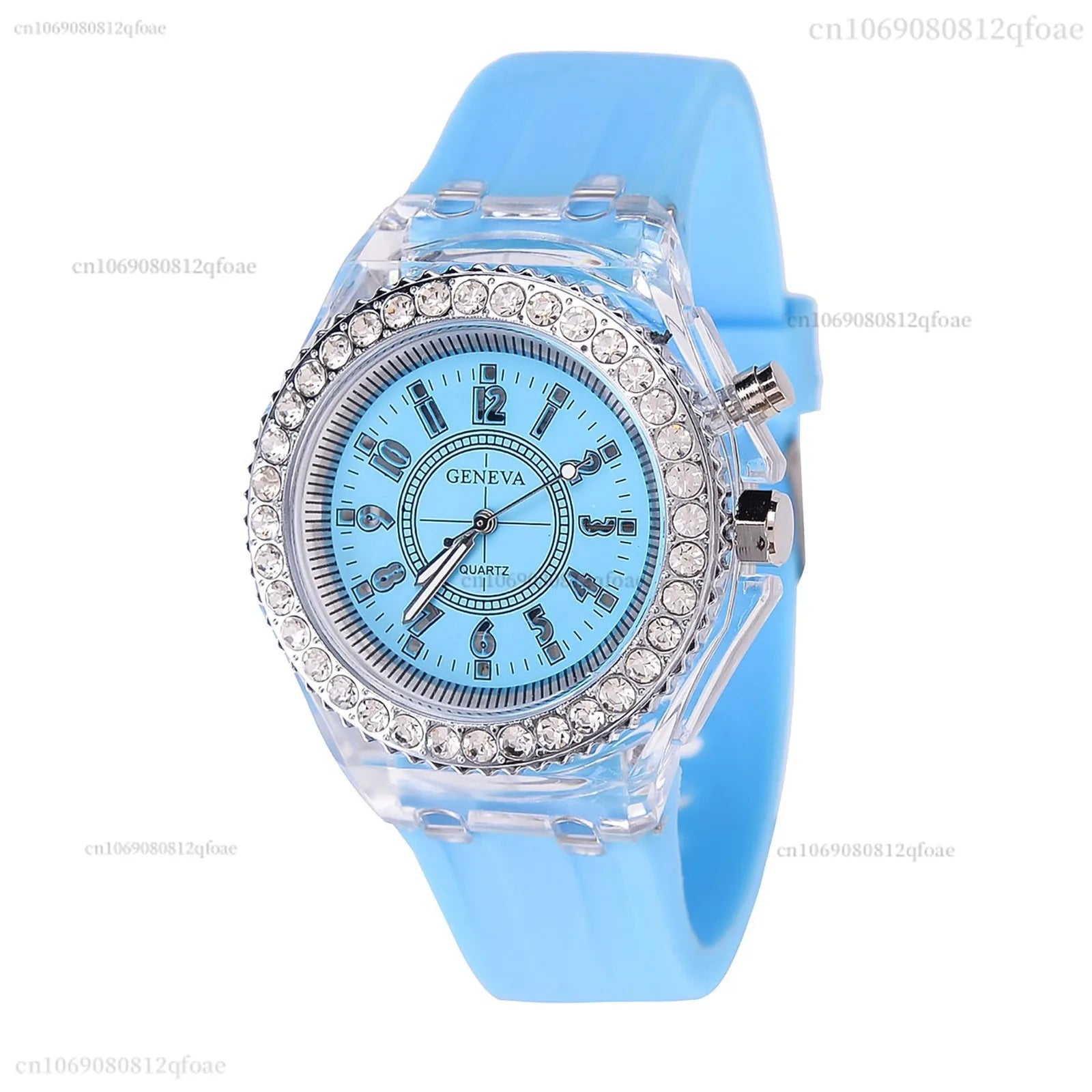 2026 Luminous Colorful LED Luminous Watch for Male and Female Students, Fluorescent Quartz Hand for Male and Female Students Qme sky blue