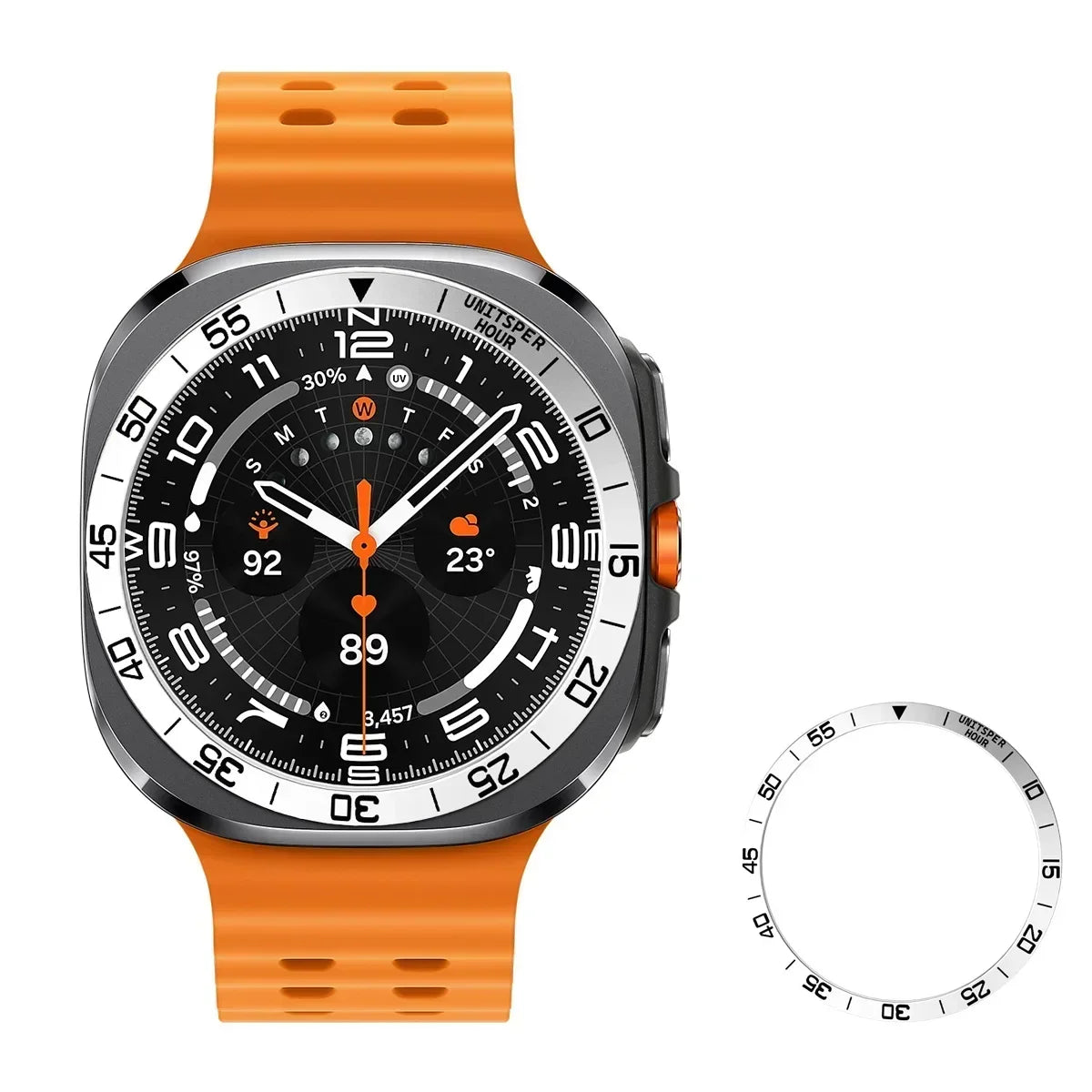 Metal Cover Bezel Ring Case For Samsung Galaxy Watch 7 Ultra 47mm SmartWatch Protector Case Steel Frame Shell Bumper Accessories Qme Silver for Watch Ultra 47mm