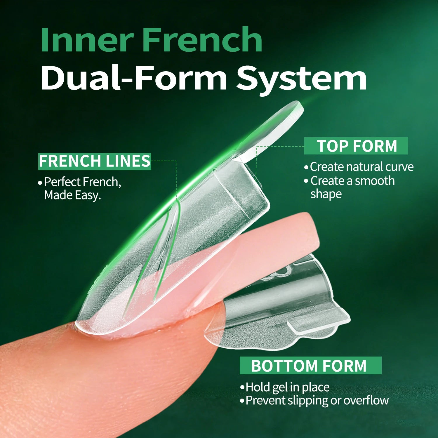 Nailpop French Line Dual Form Sandwich Matte Clear Nail Forms Coffin Qme