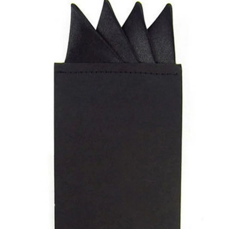 Men's Pre-folded Pocket Square Card Triangles Wedding Groom Party Qme black
