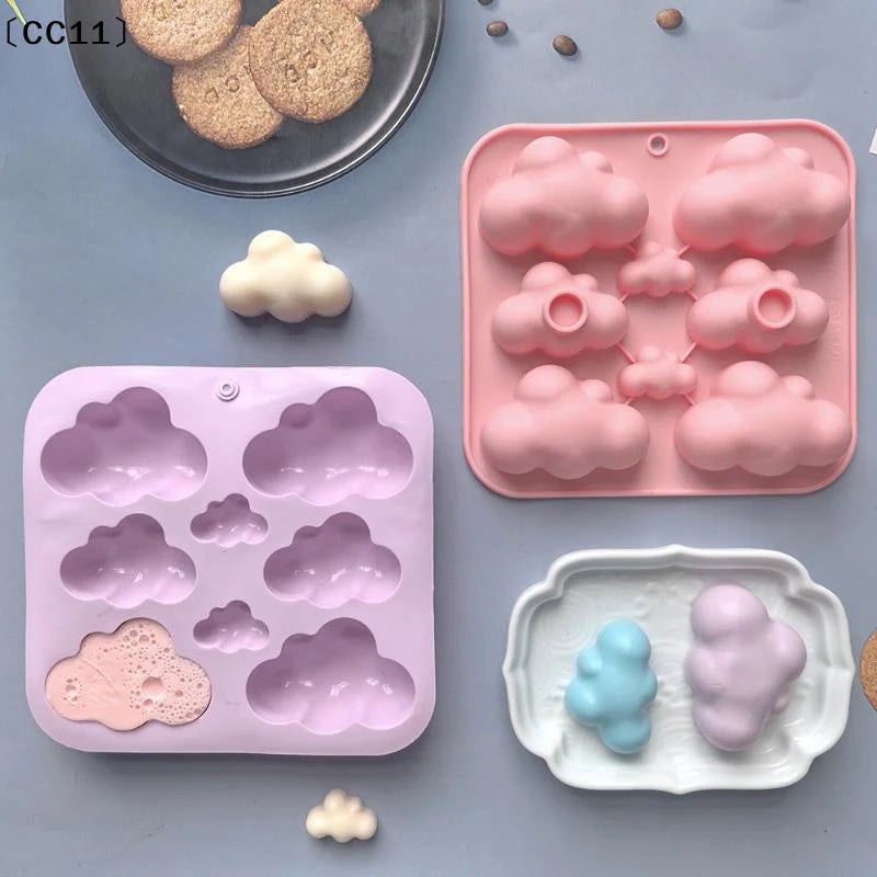 8-Cavity Cloud Shaped Silicone Candy Mould Chocolate Pudding Dessert Qme