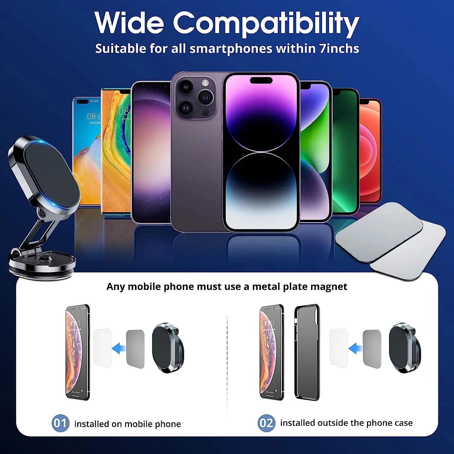 Magnetic Car Phone Holder Mount Magnet Smartphone Mobile Stand Cell GPS Support In Car For iPhone 15 14 13 12 11 Xiaomi Samsung Qme
