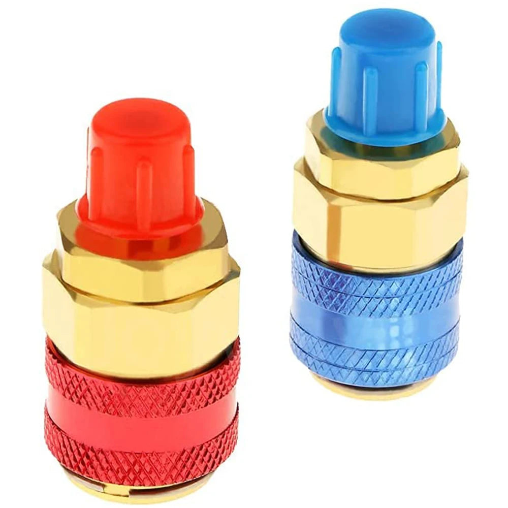 R134A Low High Auto Car Quick Coupler Connector Brass Adapters Car Air Conditioning Refrigerant Adjustable AC Manifold Gauge Qme