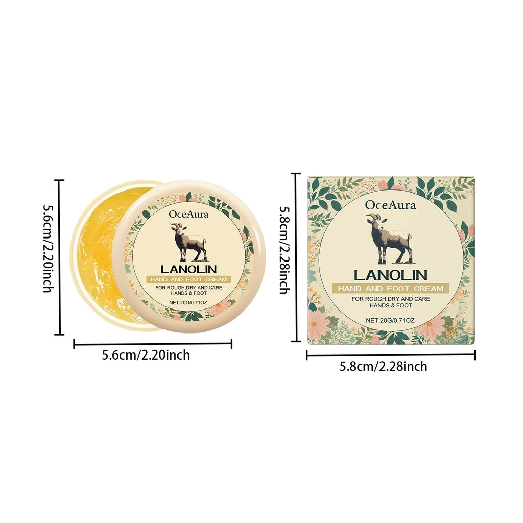 Lanolin Hand Foot Cream Deep Moisturizing Exfoliates Removes Dead Skin Softens Hands Anti-Crack Non-Greasy Hydration Cream Qme