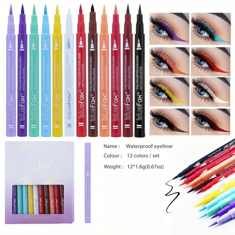 12 Liquid Eyeliner Pen Various Special Makeup Facial Paint Qme