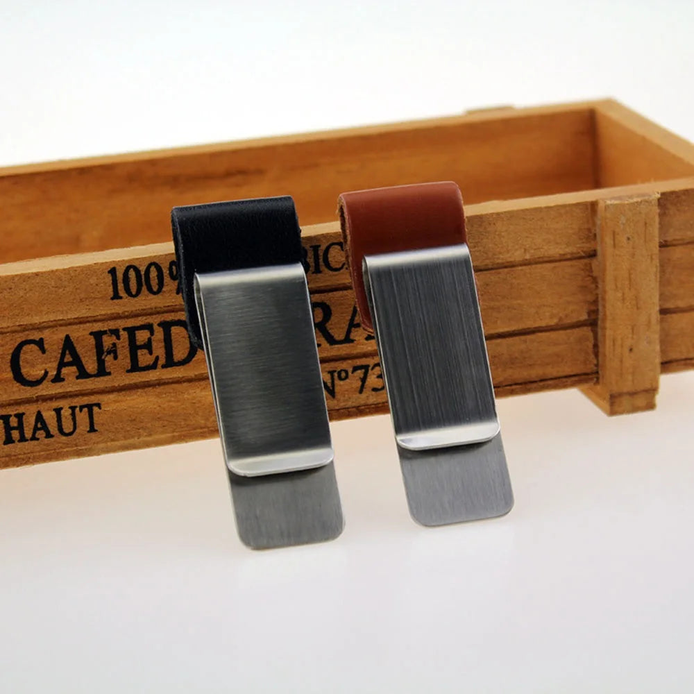 Retro Metal Leather Pen Clip Stainless Steel Pen Holder for Travelers Notebook Diary Portable Office School Paper Folder Access Qme