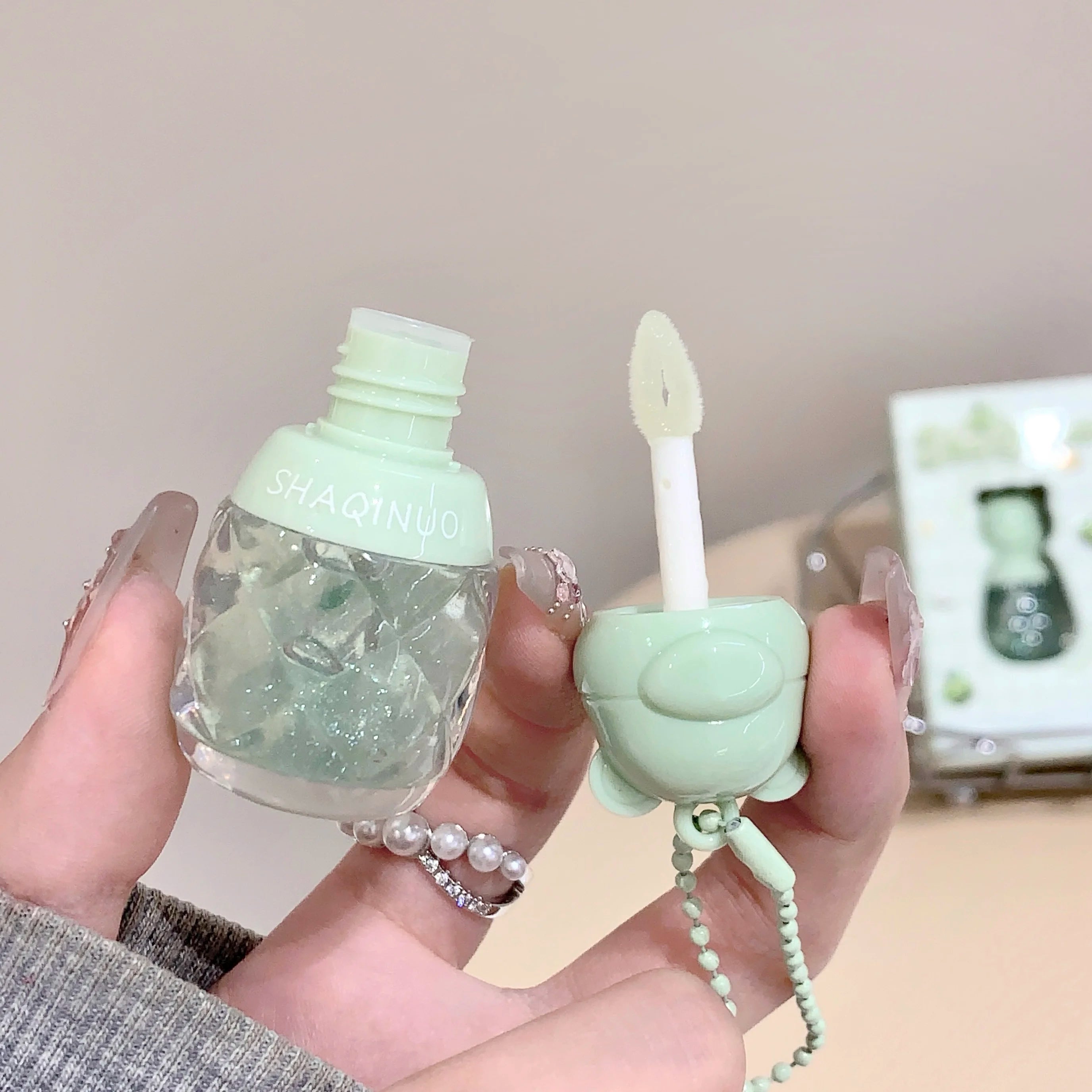SHAQINUO Cute Fruit-flavored Lip Oil Can Be Key Pendant Hydrating Qme