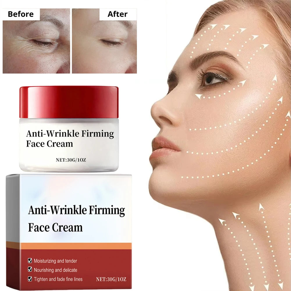 Collagen Faded Wrinkle Firming Face Cream Shine Skin Hyaluronic Acid Shrink Pore Smooth Tightening Fine Lines Moisturizing Cream Qme