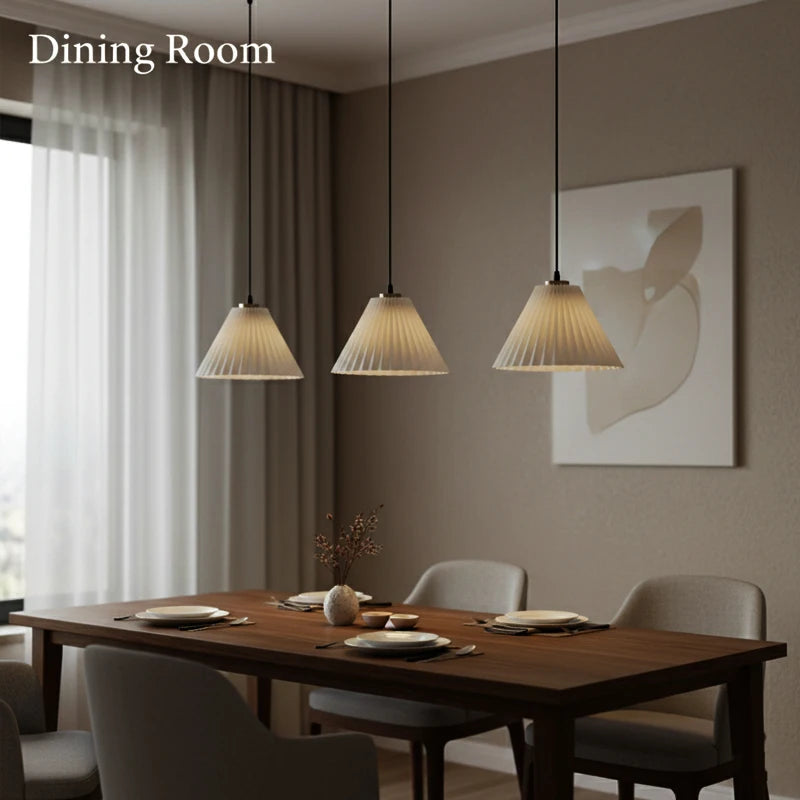 Nordic Origami Pendant Lights Ceiling E27 Base Pleated Lampshade Hanging Lamp Dining Room Kitchen Home Decor Lighting Chandelier Qme