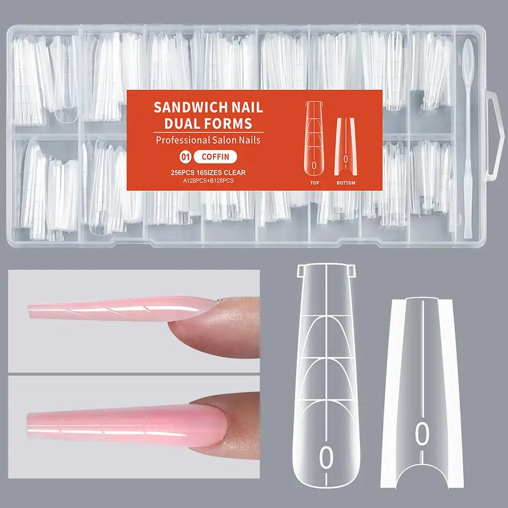 Box Sandwich Nail Dual Form Tips Quickly Building Gel System Full Qme