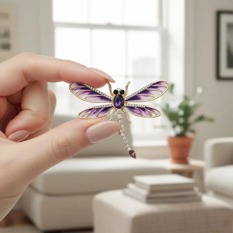 Fashion Alloy Enamel Dragonfly Brooch High-end Versatile Rhinestone Animal Brooch Women's Clothing Corsage Jewelry Accessory Qme