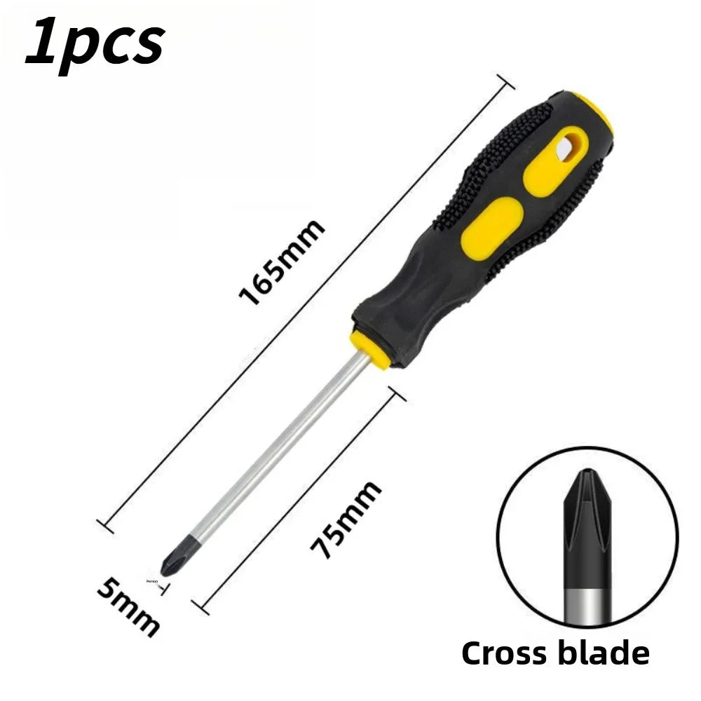 Magnetic Tip Screwdriver Kit Equipped With Comfort Cushion Anti-slip Handle Flat Phillips Heads For Household DIY Repair Works Qme Cross blade 1pcs