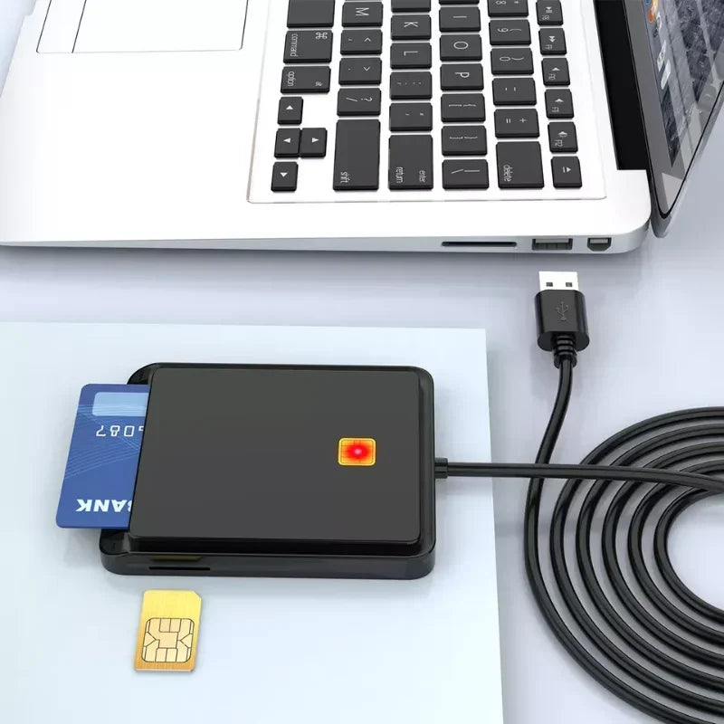 Portable USB 2.0 Smart Card Reader DNIE ATM CAC IC ID Bank Card SIM Card Cloner Connector Black White Color for Windows Linux Qme