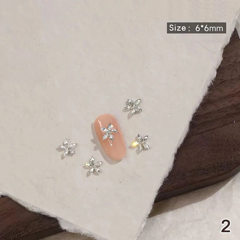 Shiny Zircon Nail Art Rhinestones Charms Bowknot Flower Nails Qme 2