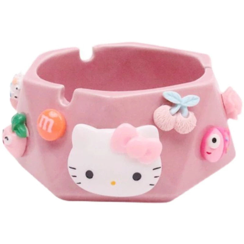 Hello Kitty Cute Cartoon Ashtray Pink Ceramic 3D Geometric Qme