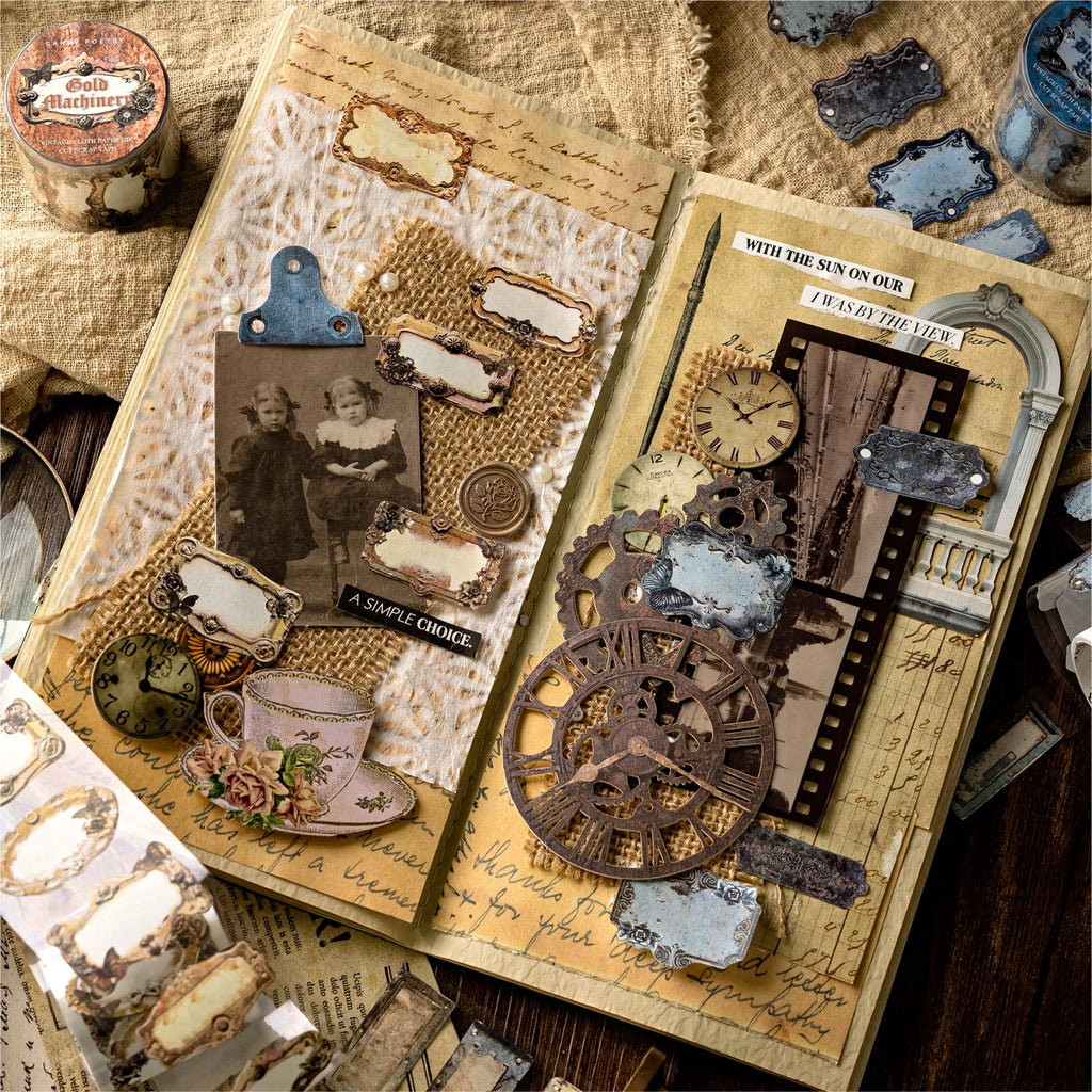 2M/Rolls Vintage Label Sticker PET Tapes Junk Journal DIY Scrapbooking Planners Collage Decor Office Creative Stationery Tape Qme