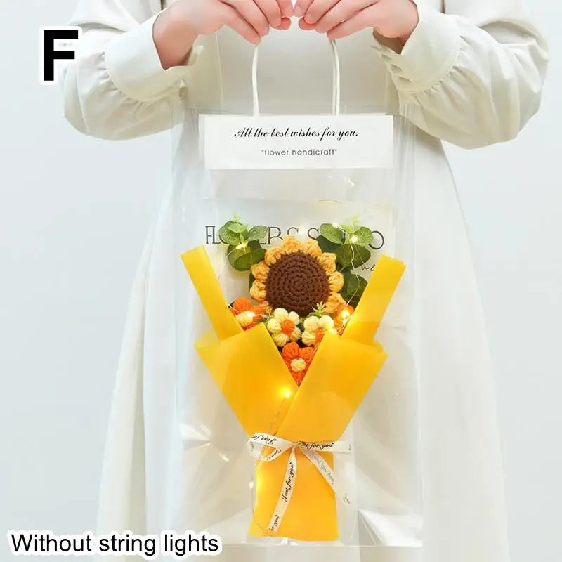 1Pcs Rose Sunflower Artificial Flowers Bouquet For Woman Girlfriend Gifts Valentine's Day Decoration Mother's Day Gifts Ornament Qme F