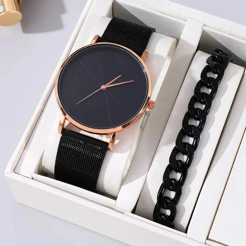 Mens Fashion Business Quartz Wristwatch Fashion Calendar Men Watch Mesh Belt Men Luxury Silver Bracelet Watches Qme Black Rose No