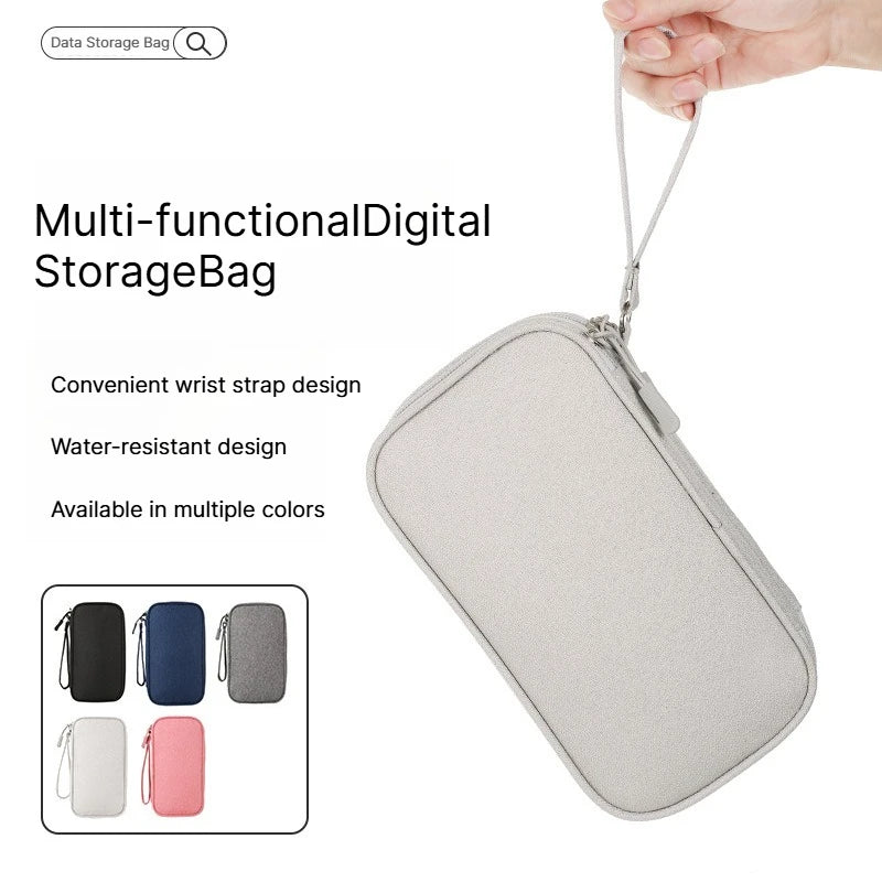 A Portable travel digital storage bag USB cable organizer headphone charger box gray/black/pink/blue neat and convenient Qme
