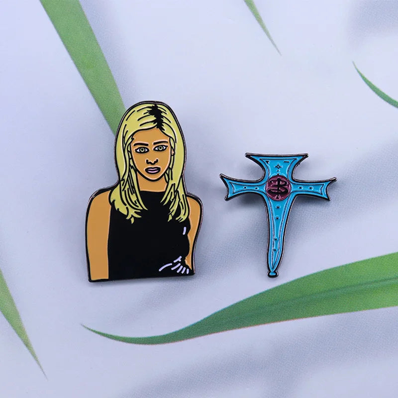 Classic Fantasy Film Vampire Hunters Enamel Pins Cross Book Backpack Shirt Lapel Metal Badge Jewelry Gift For Friends Wholesale Qme