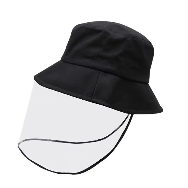 Dust-proof Windproof Cap Stylish Bucket Hat Protective Face Mask Men Qme Black