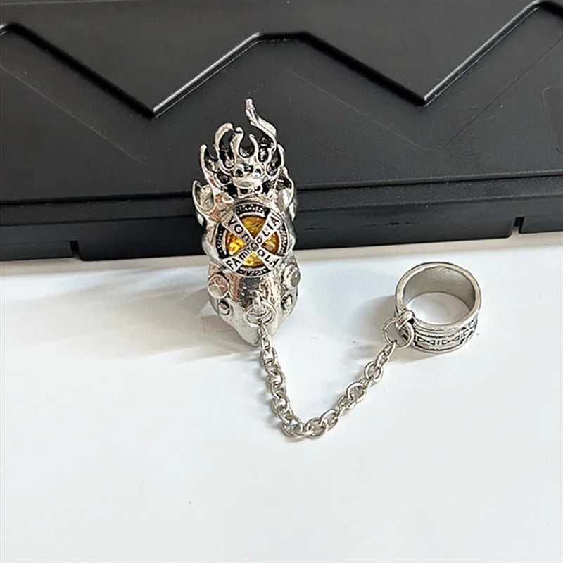 Fashion Japan Anime Hitman Reborn Joint Ring Gemstone Revolving Rings Cosplay Props Figure Toys Punk Gothic Fans Party Gifts Qme YELLOW