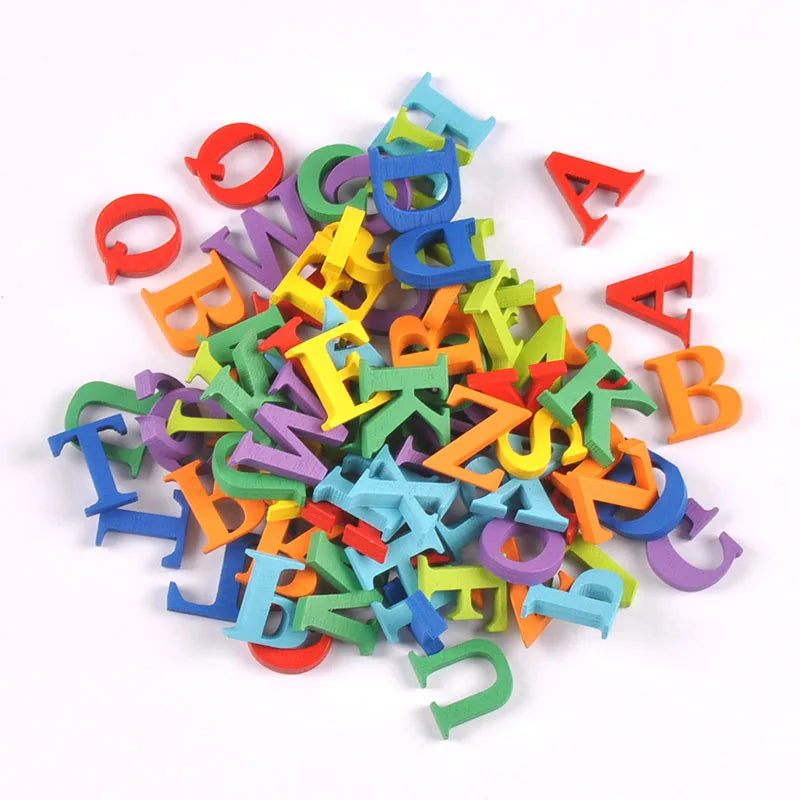 78pcs 1.5-2cm Random Mix Colorful Printed Alphabet Wooden Blocks Children Puzzle Materials DIY Scrapbook Wood Crafts Home Decor Qme